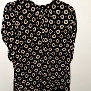 LOFT Black and Cream Floral Blouse